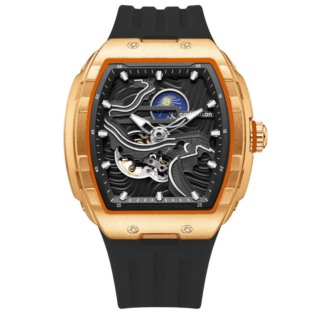 Calvinson Skeleton Men's Watch  Automatic, Luminous, Waterproof & Stylish!