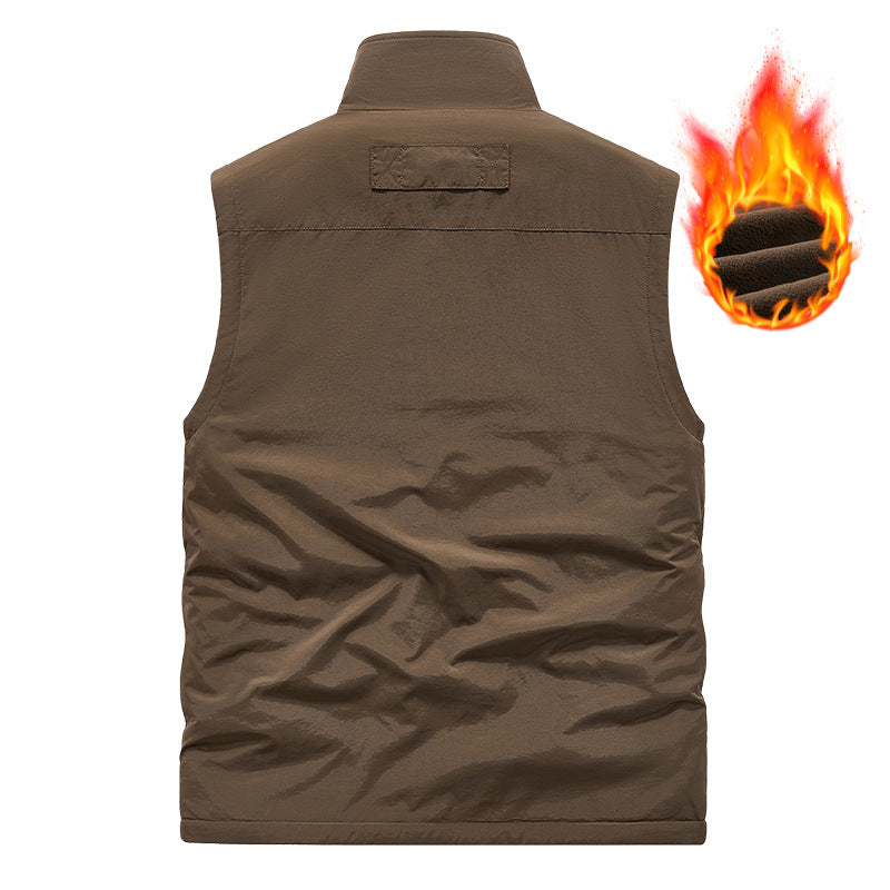 Autumn and winter velvet thickened men outdoor sports vest
