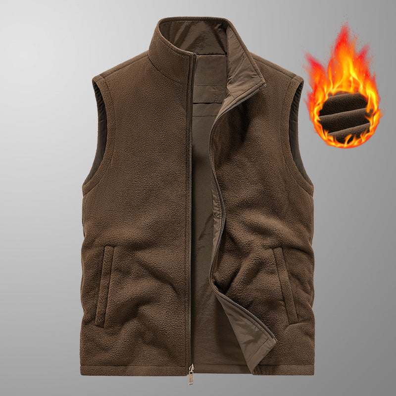Autumn and winter velvet thickened men outdoor sports vest