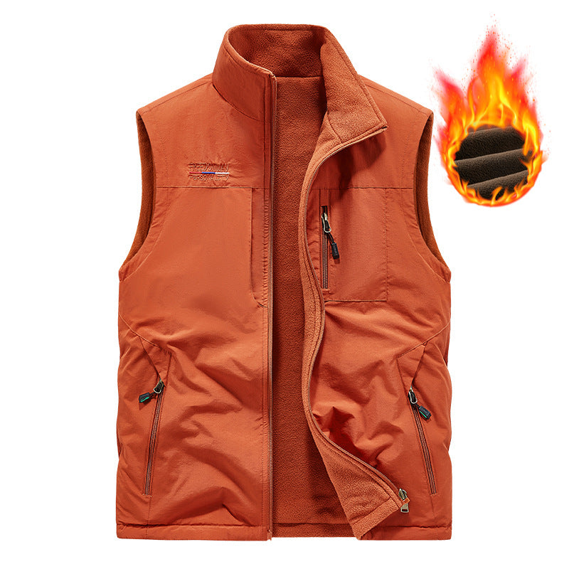 Autumn and winter velvet thickened men outdoor sports vest