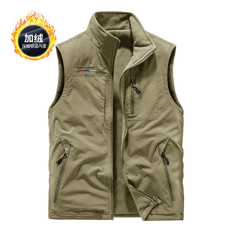 Autumn and winter velvet thickened men outdoor sports vest