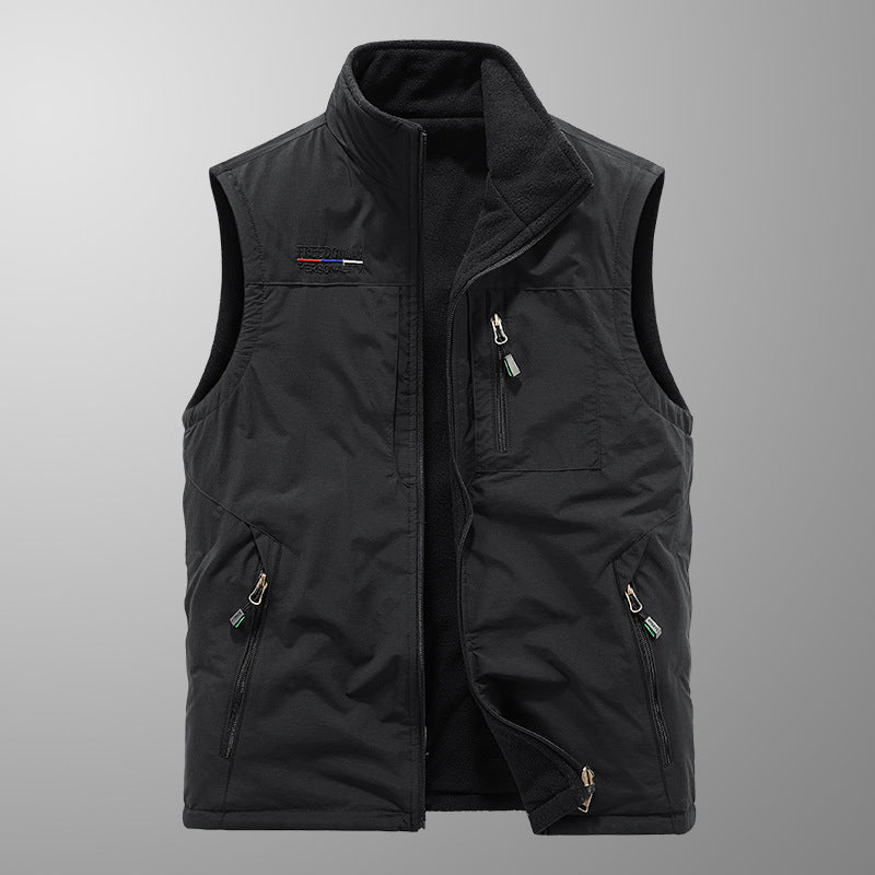 Autumn and winter velvet thickened men outdoor sports vest
