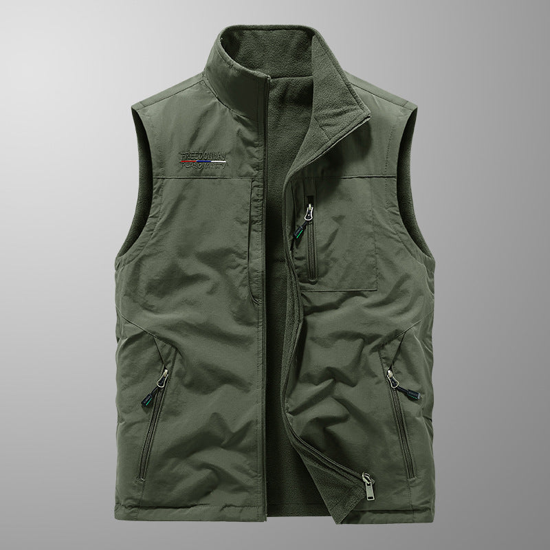 Autumn and winter velvet thickened men outdoor sports vest