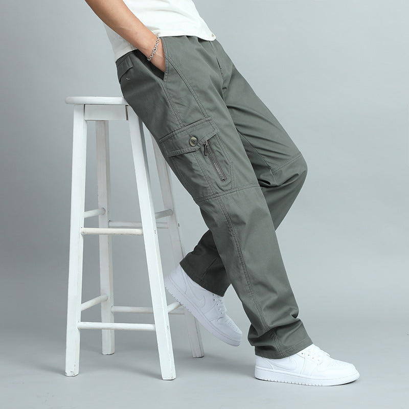 Multi-Pocket Straight-Leg Cargo Pants