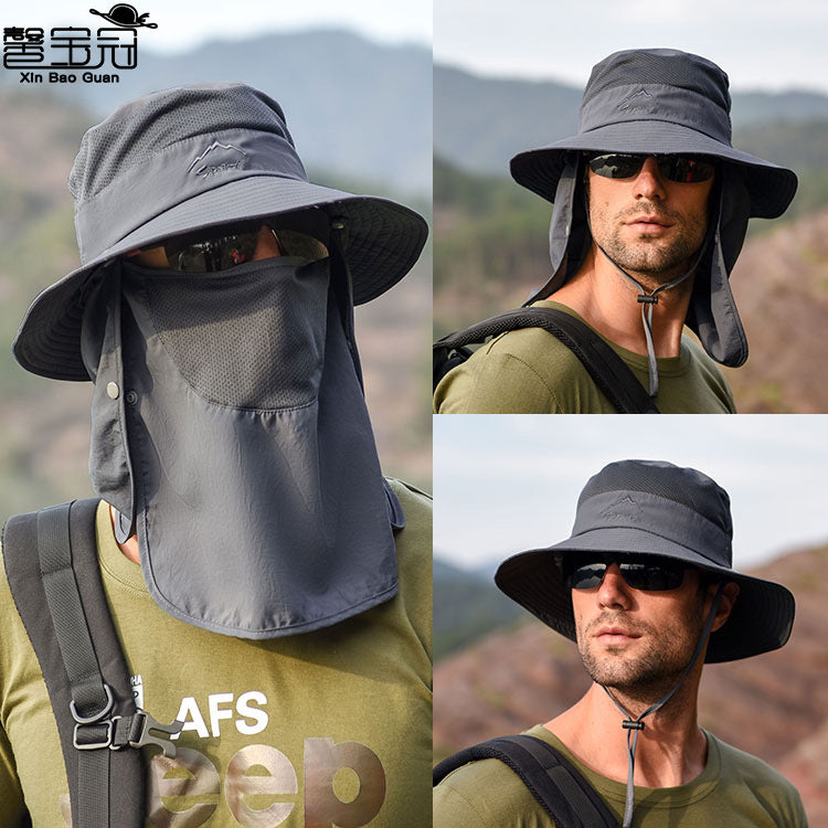 men's sun hat summer outdoor quick-drying sunscreen hat also fishing breathable sun hat women's face cover cap