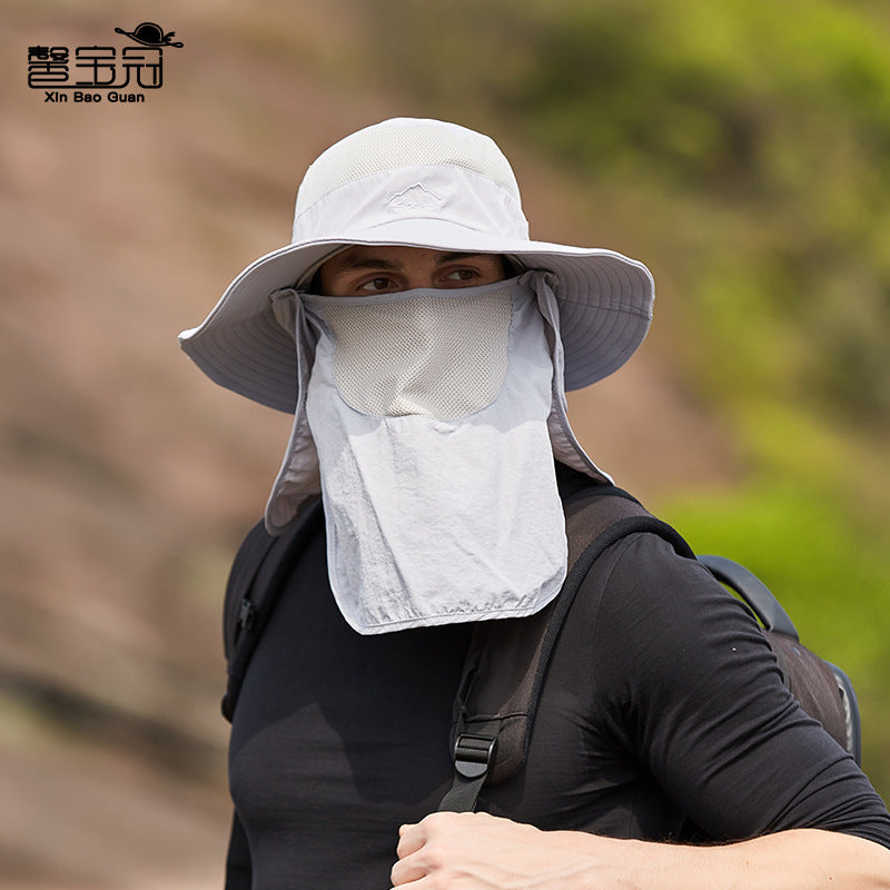 men's sun hat summer outdoor quick-drying sunscreen hat also fishing breathable sun hat women's face cover cap