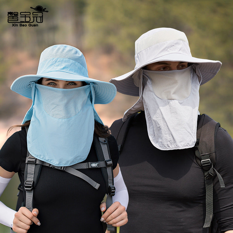 men's sun hat summer outdoor quick-drying sunscreen hat also fishing breathable sun hat women's face cover cap