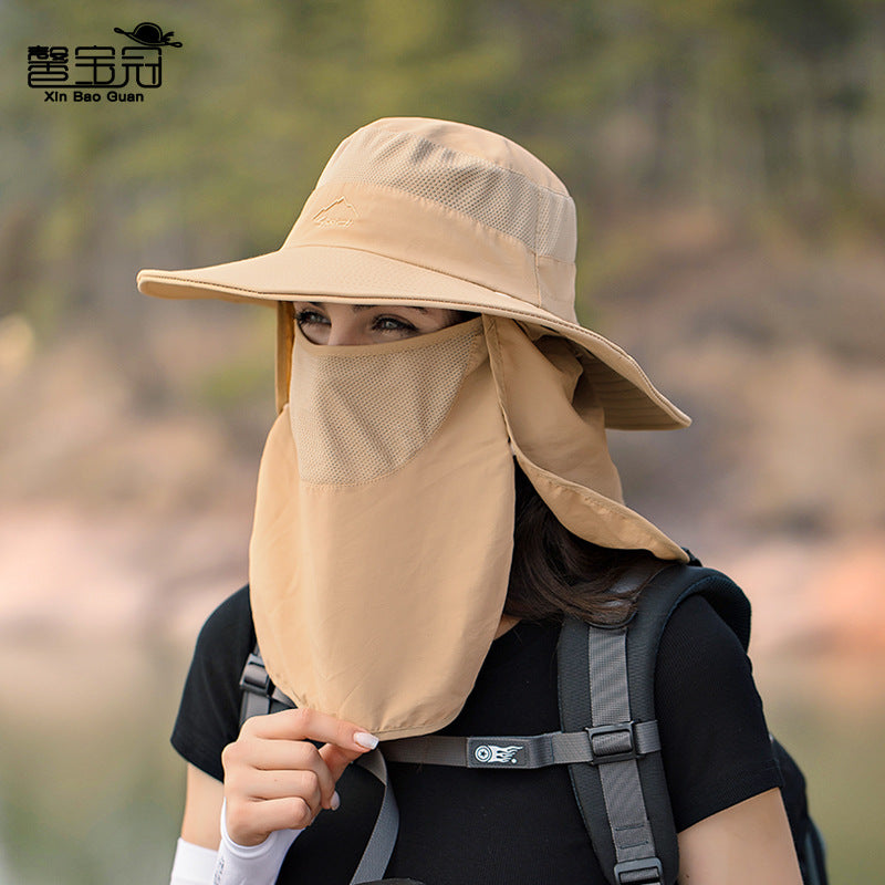 men's sun hat summer outdoor quick-drying sunscreen hat also fishing breathable sun hat women's face cover cap