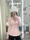 Girly pink stand-up collar