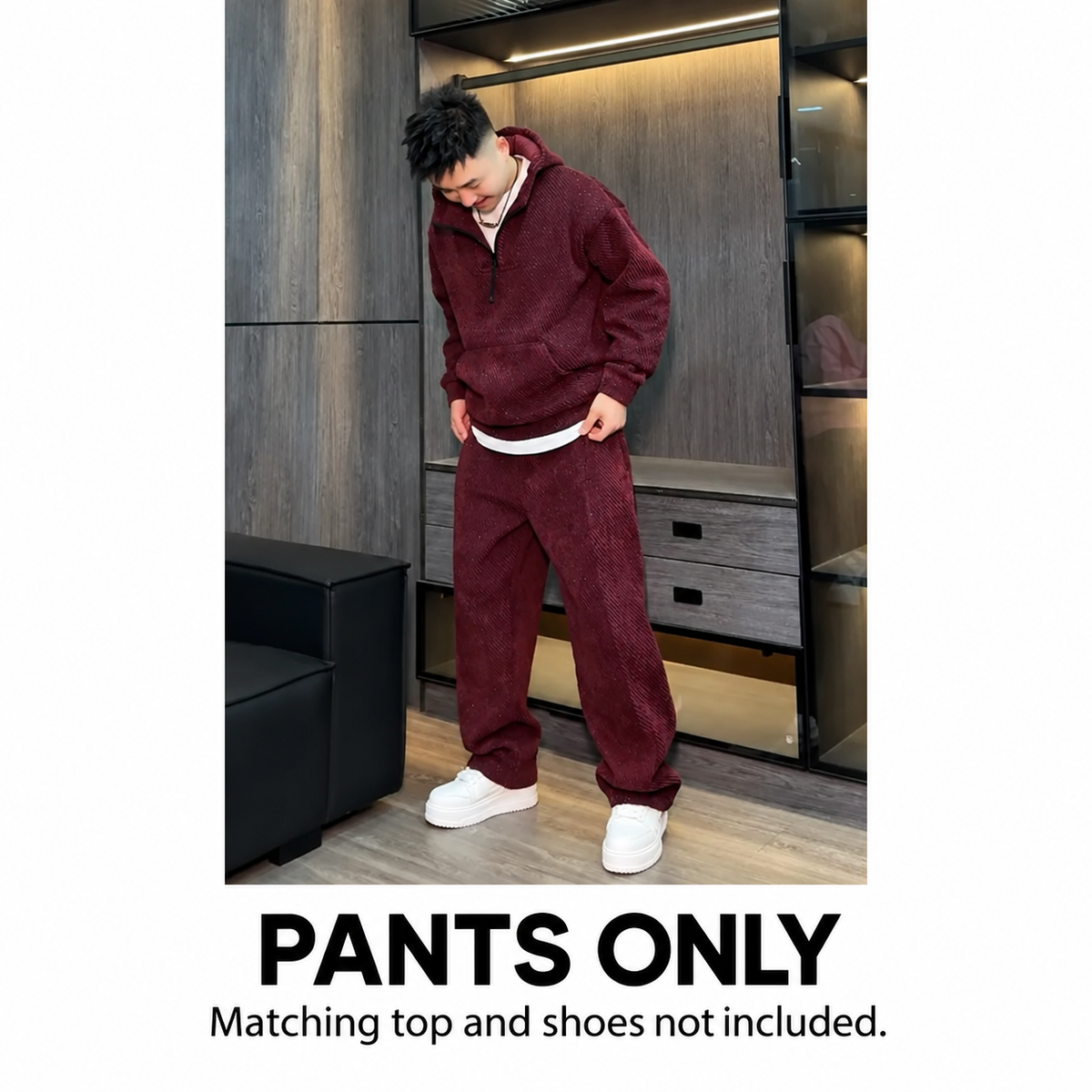 Pants only; the other garments and accessories shown are not included.