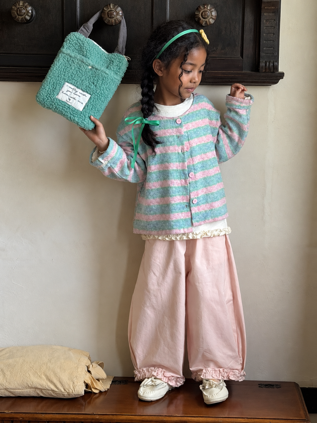 Girls' Striped Knit Cardigan
