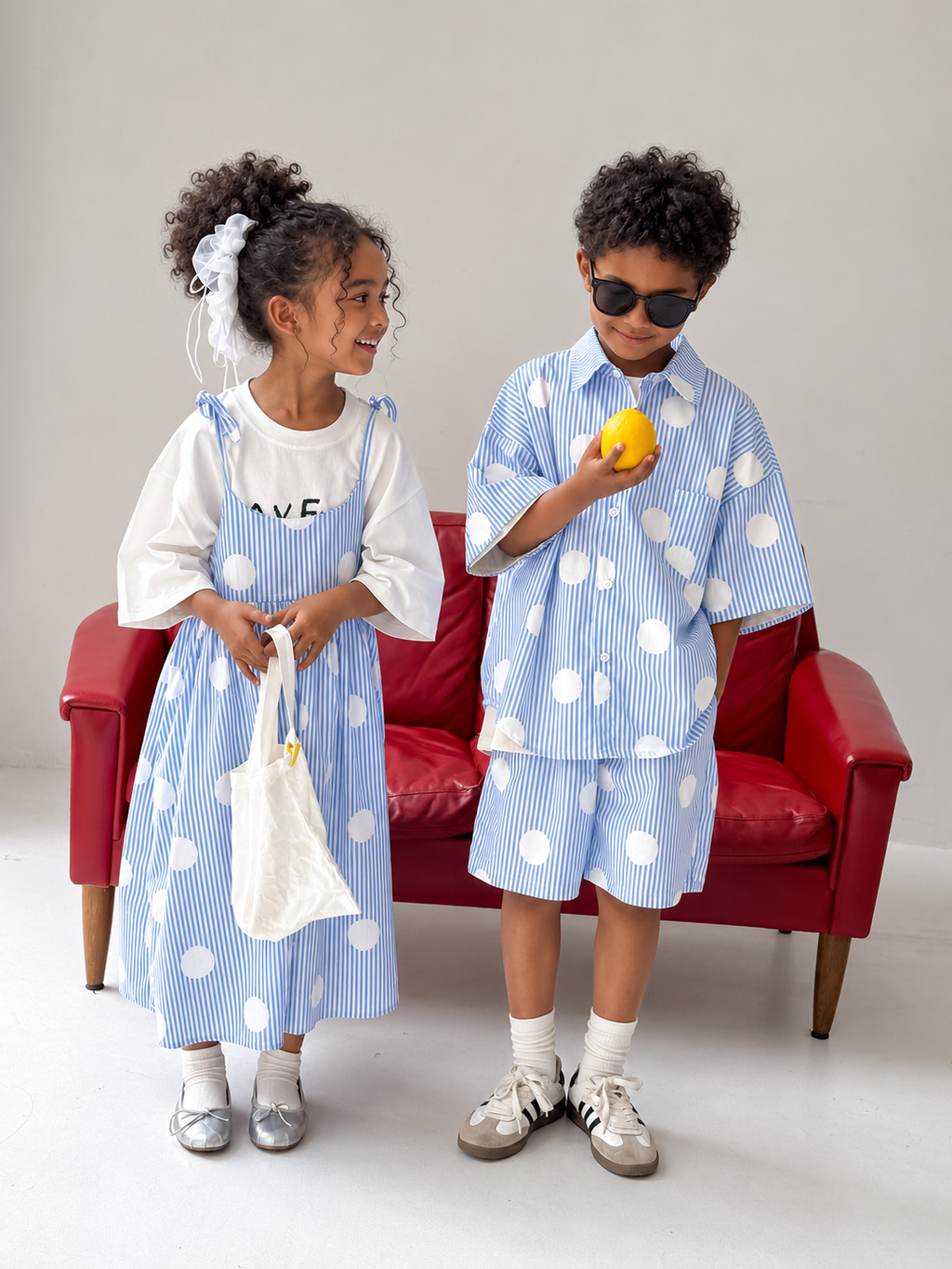 Kids' Polka-Dot Shirt and Shorts Outfit