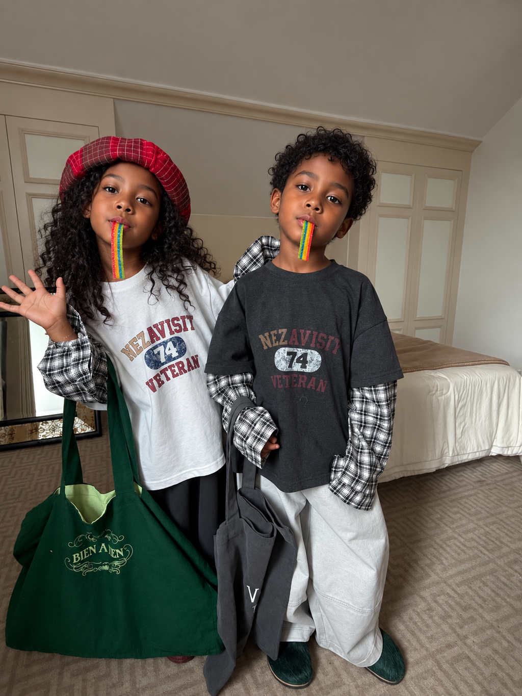 Kids' Plaid Layered-Look Long-Sleeve T-Shirt