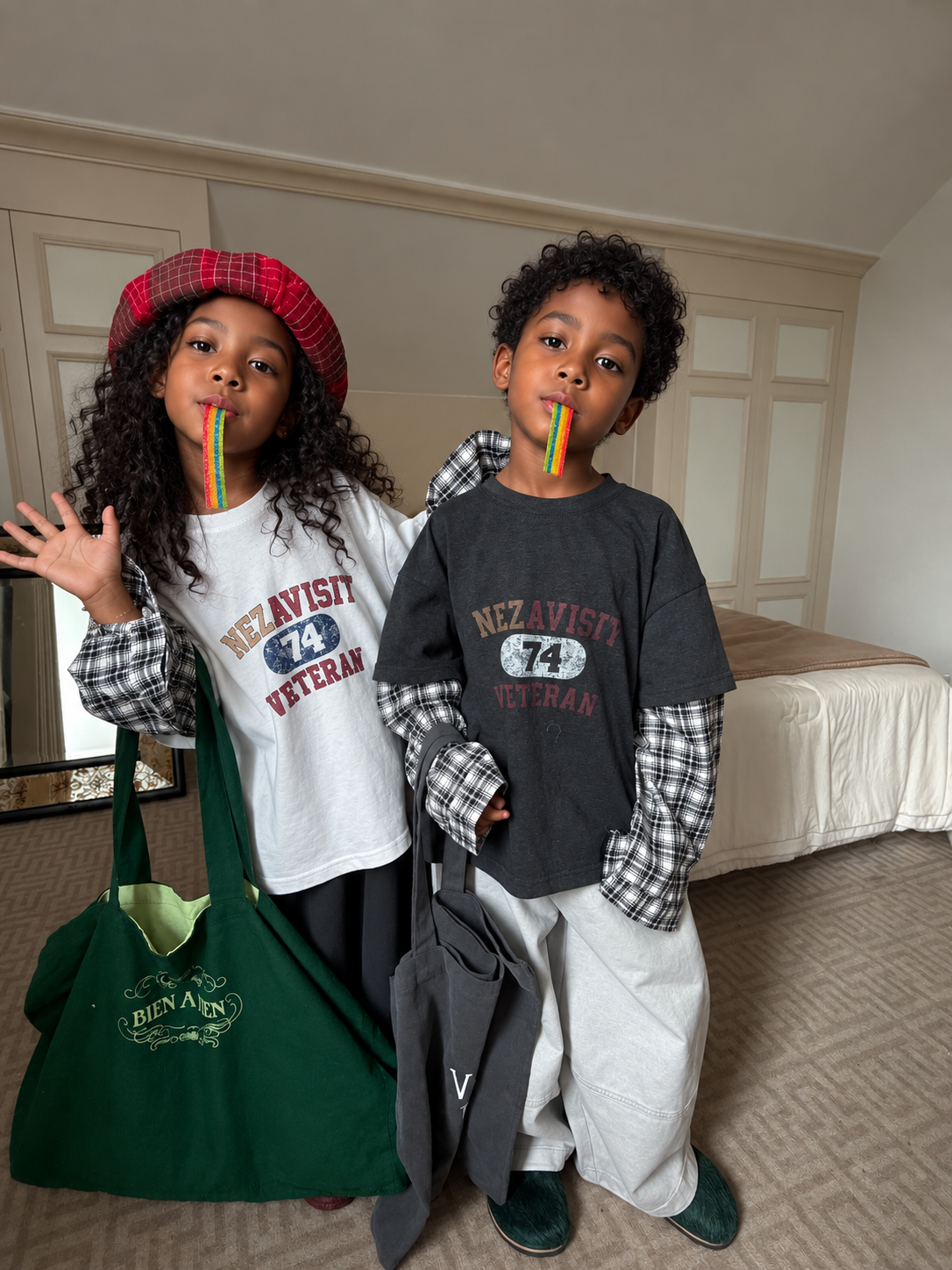 Kids' Plaid Layered-Look Long-Sleeve T-Shirt