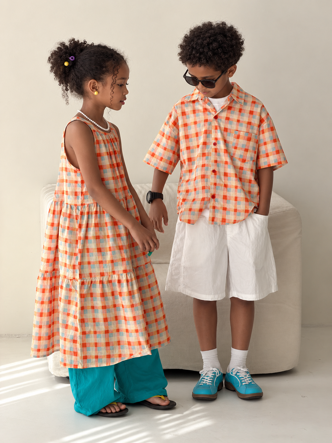Kids' Colorful Plaid Short-Sleeve Shirt