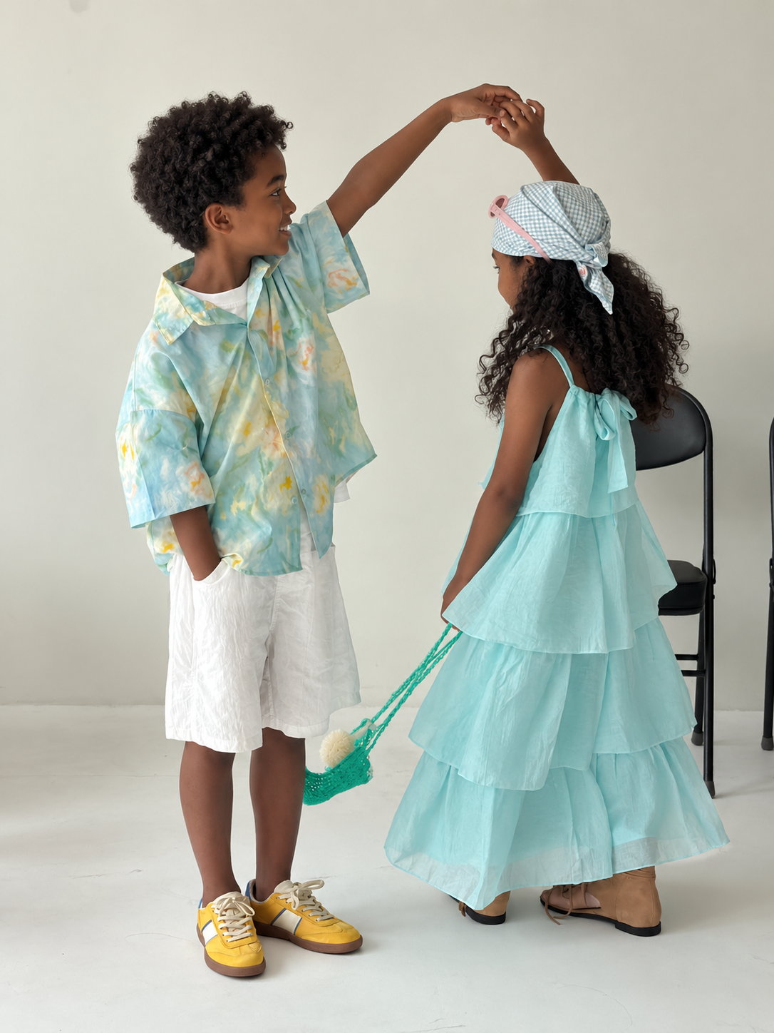 Kids' Ink-Print Shirt and Tiered Skirt Outfit