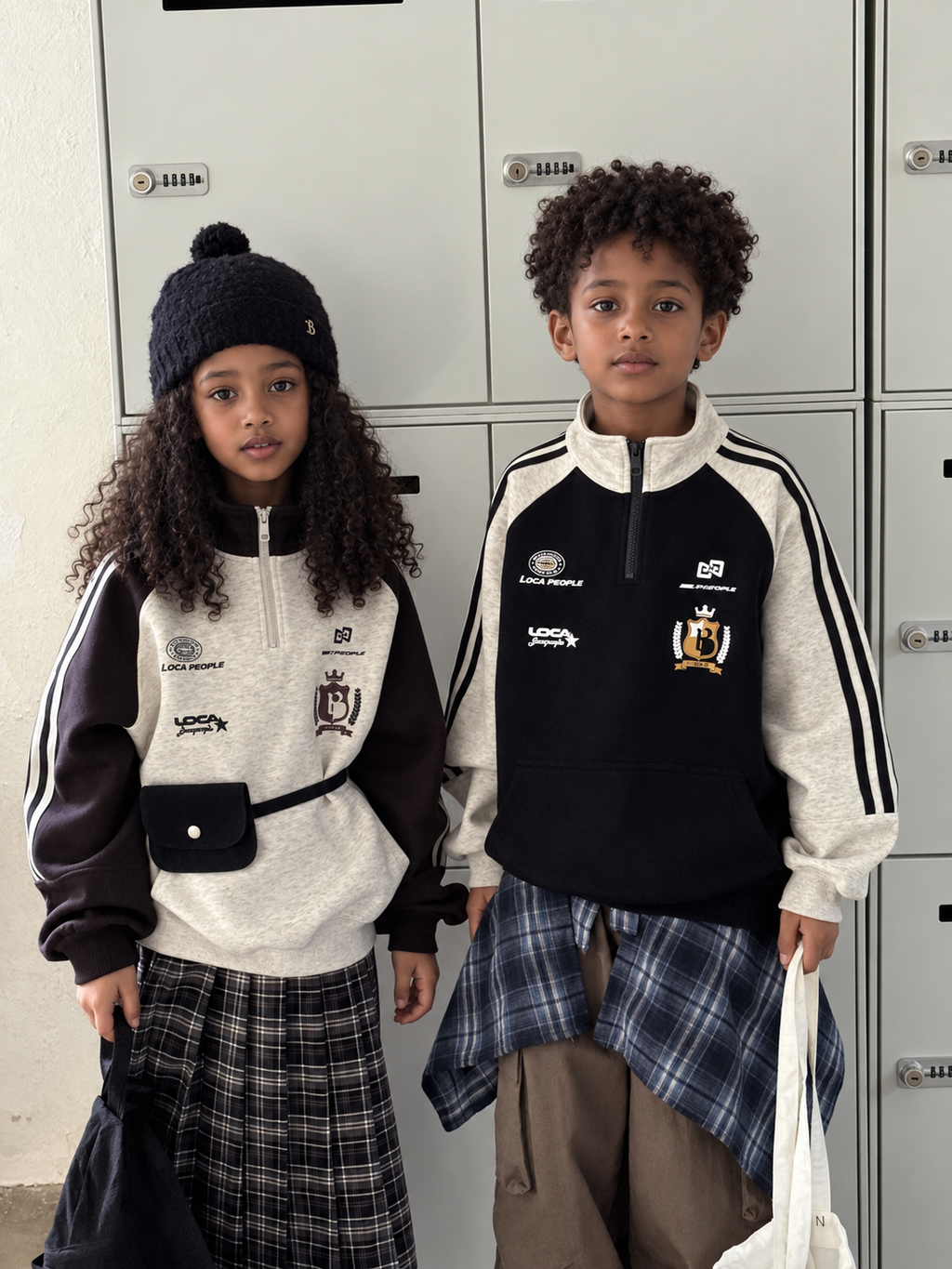 Kids' Zip-Collar Letter Sweatshirt