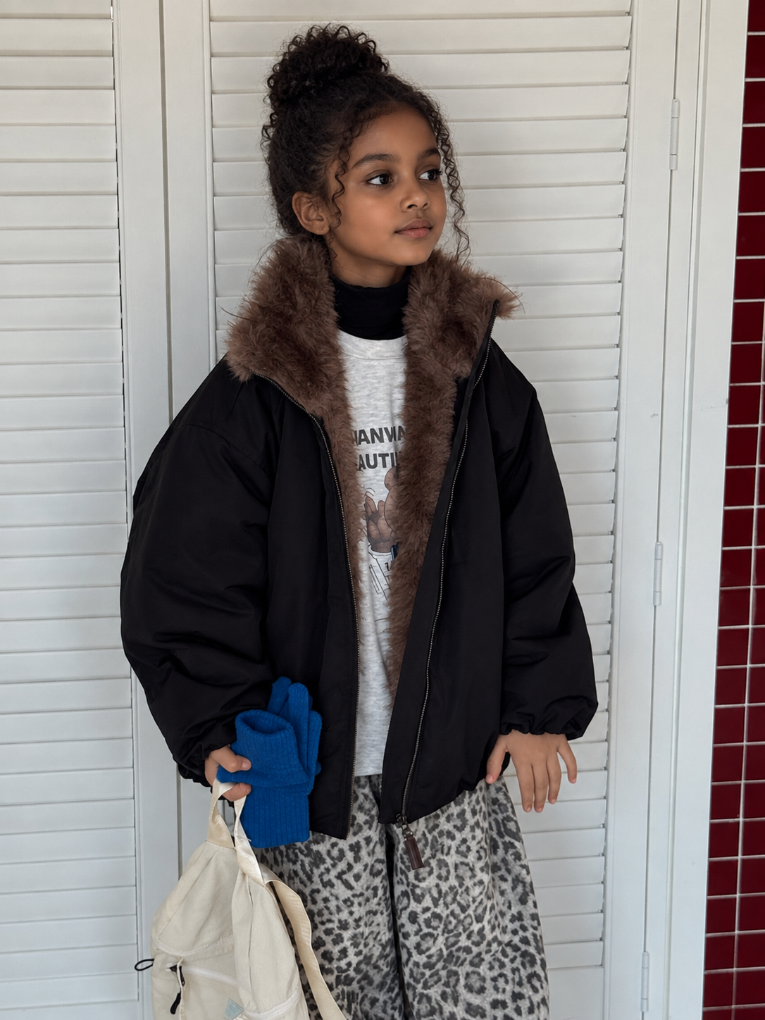 Girls' Fleece-Lined Stand-Collar Jacket