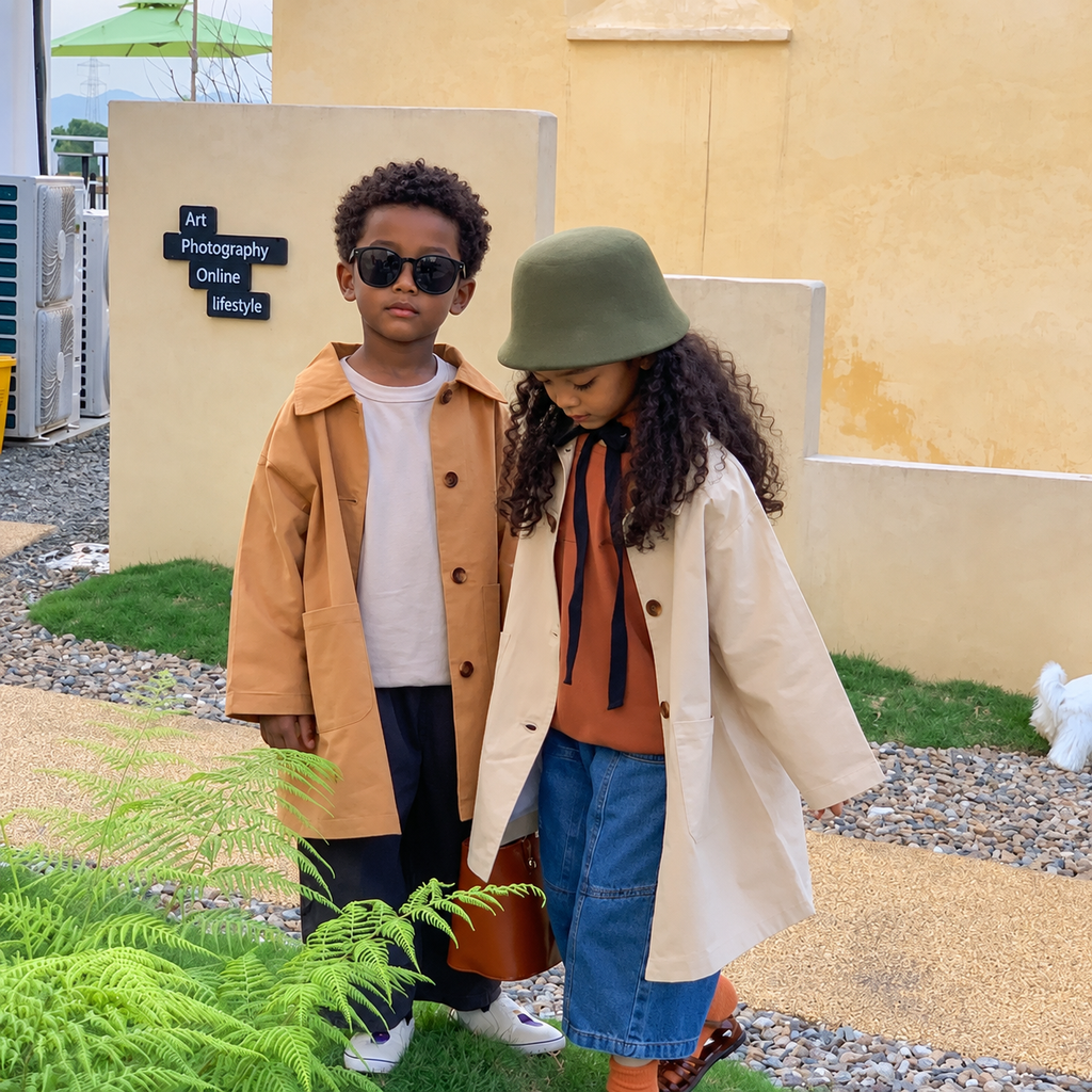 Kids' Cinched-Waist Trench Coat