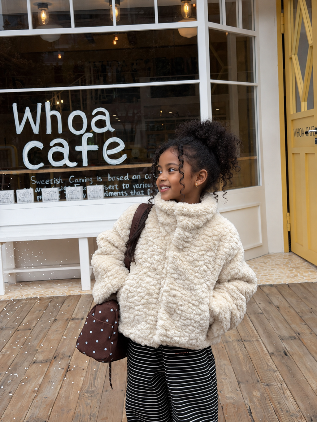 Girls' Plush Stand-Collar Puffer Jacket