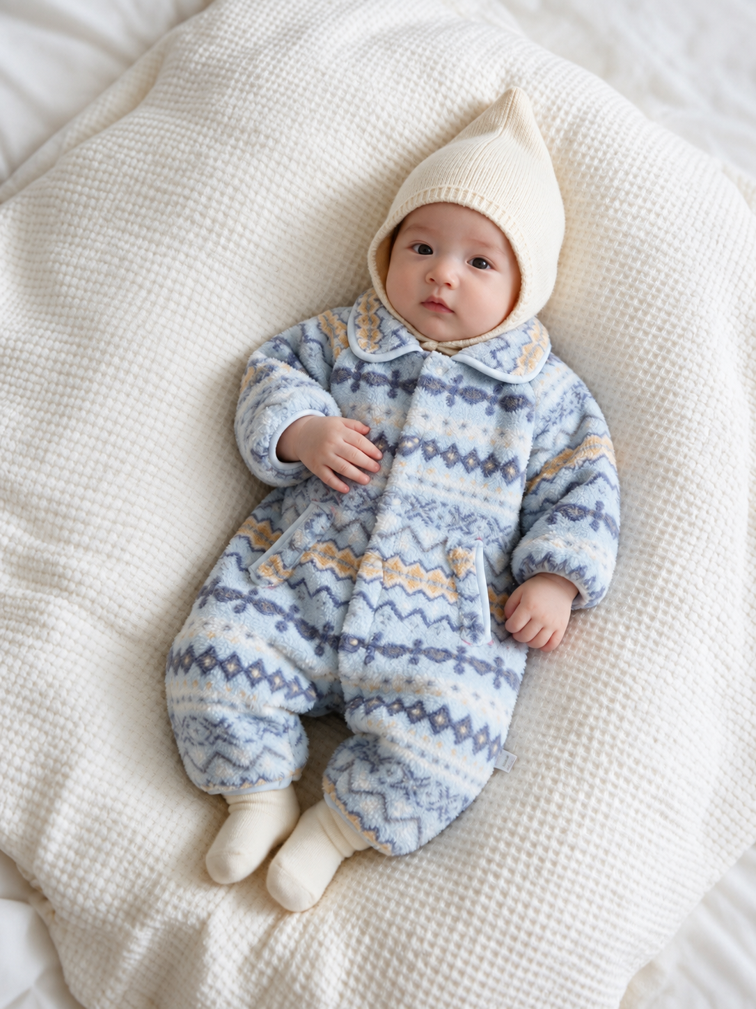 Autumn and winter warm fleece-lined jumpsuits, thickened newborn baby clothes, boys, girls, and children A-class crawl wear clean product cover