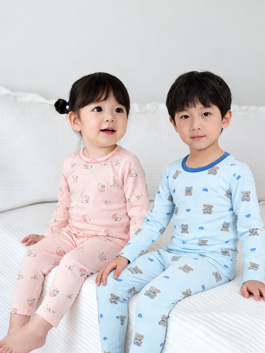 Autumn and winter children's underwear sets, Lycra cotton for boys and girls, baby autumn shirts, pants, split shirts, long-sleeve children's loungewear