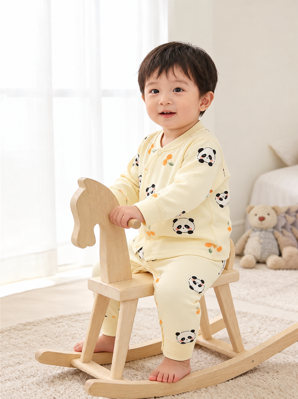 Children's thermal shirts, pants, pure cotton Class A baby autumn set, split garment, long-sleeve baby high-waisted belly protection set, autumn