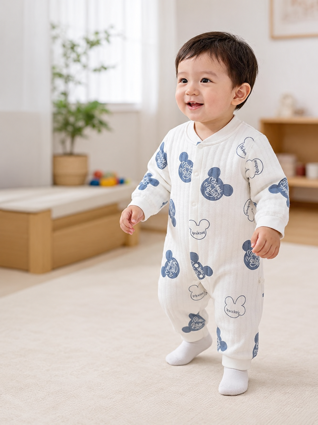 Winter Infant Clothing Class A 100% Cotton Children's Jumpsuit, Thickened Warm, Boys' and Girls' Baby Crawling Wear Loungewear