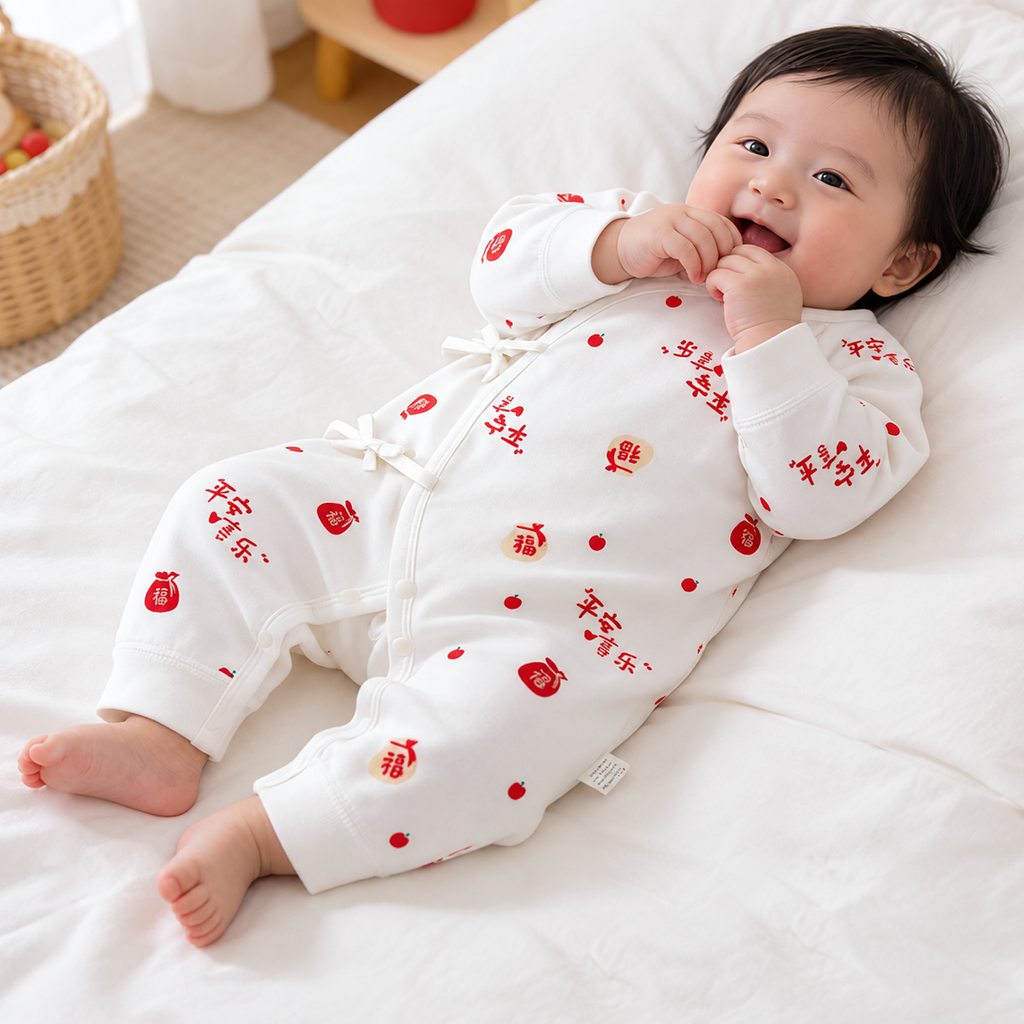 Autumn and winter newborn clothing Class A boneless baby one-piece pure cotton long-sleeve baby crawler base coat for 0-6 months