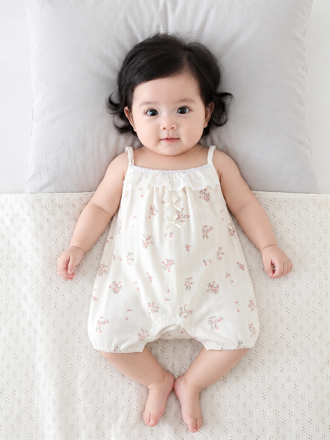 Pure cotton baby one-piece thin summer camisole shorts, baby pajamas, floral baby clothes, Anyang children's wear