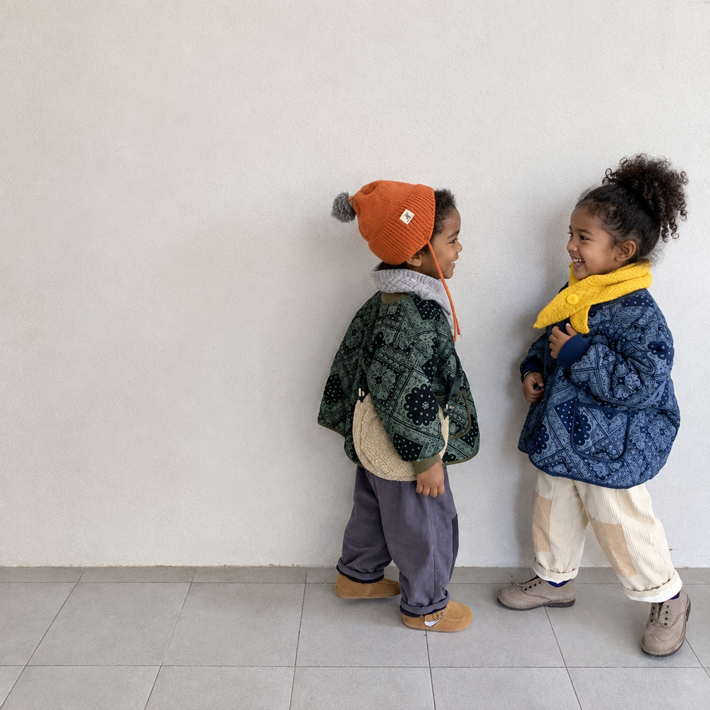 Retro cotton children's jackets on Ethiopian child models