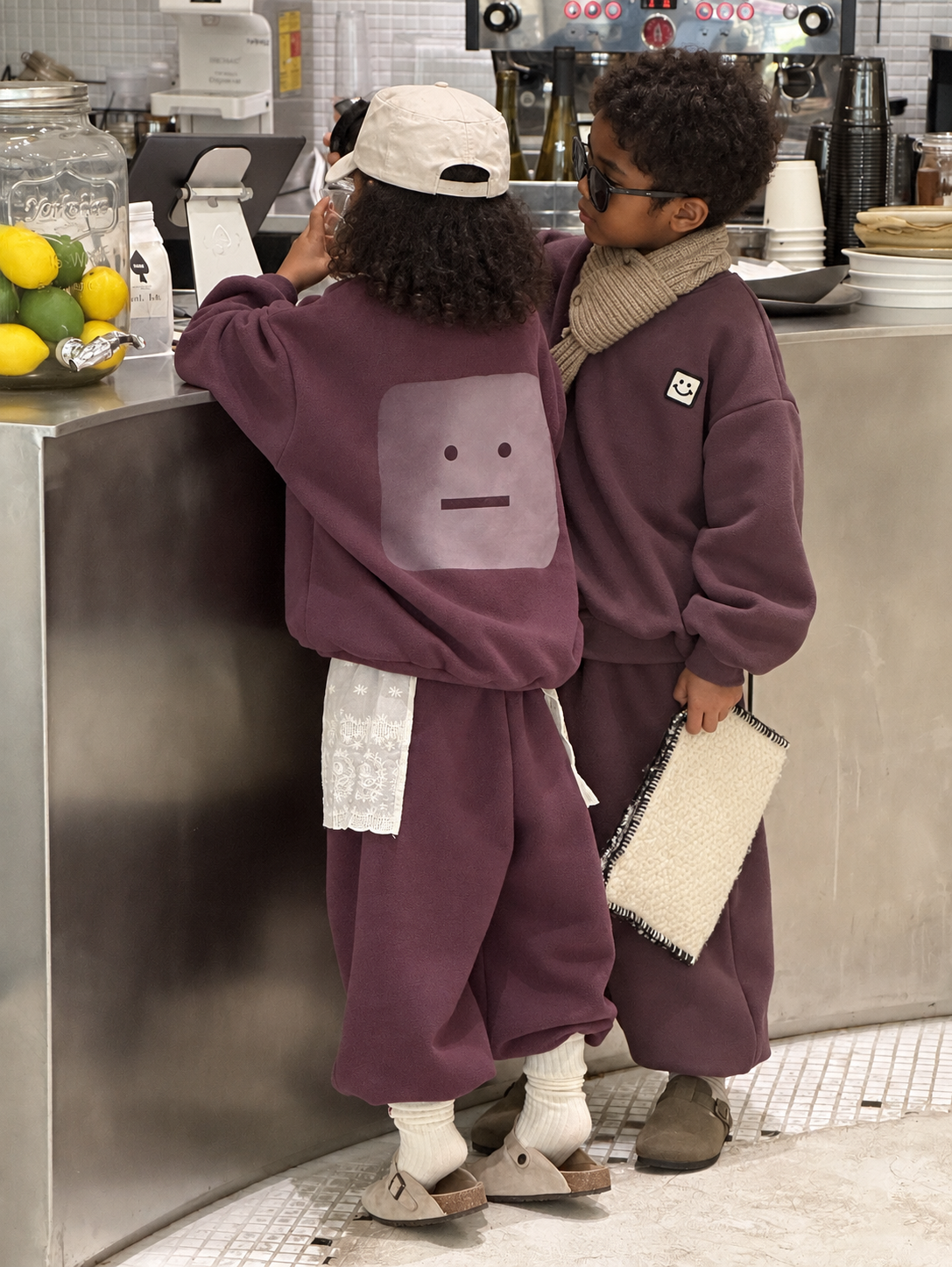 Turtleneck fleece two-piece set on Ethiopian child models