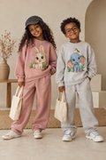 Cartoon sweatshirt sets on Ethiopian child models