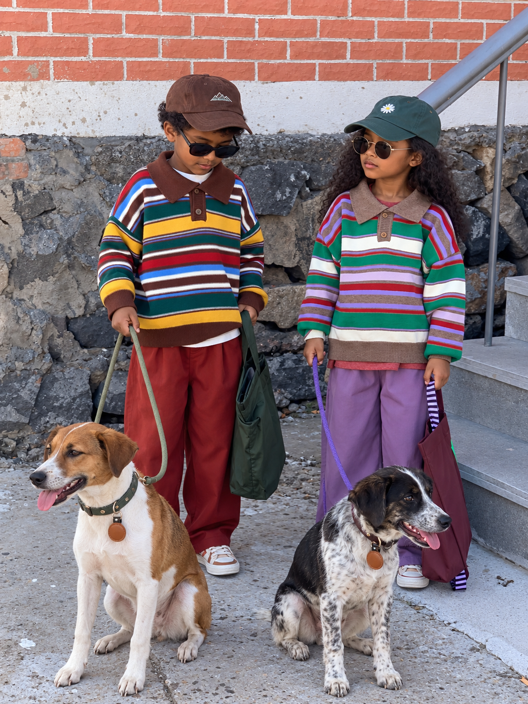 Striped knit tops on Ethiopian child models