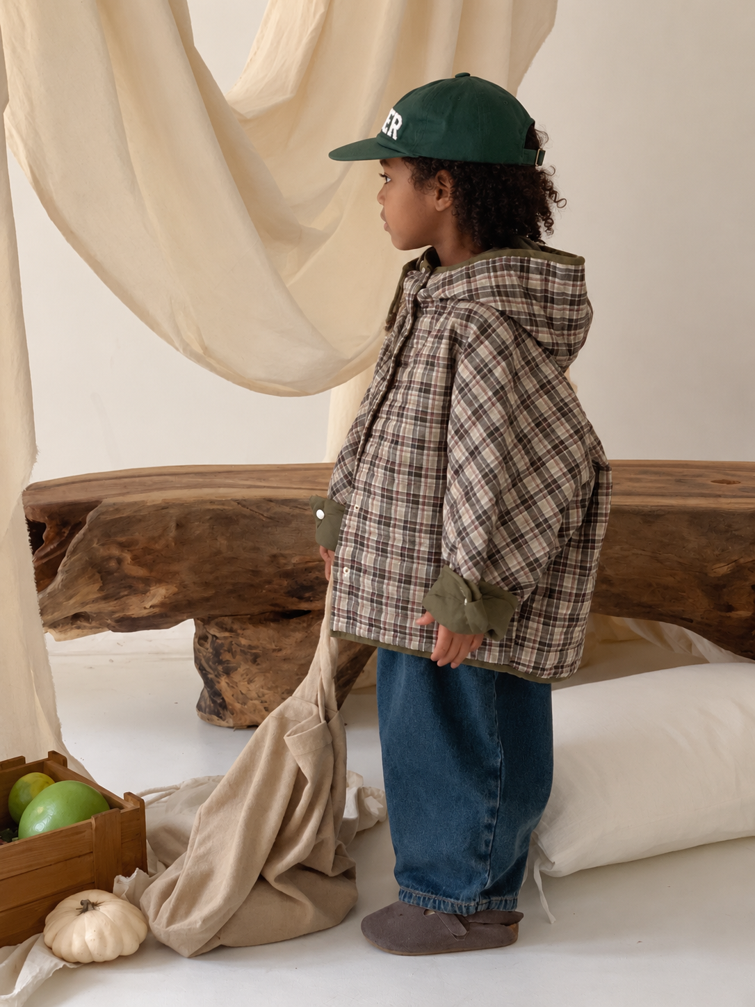 Plaid cotton jacket on Ethiopian child model